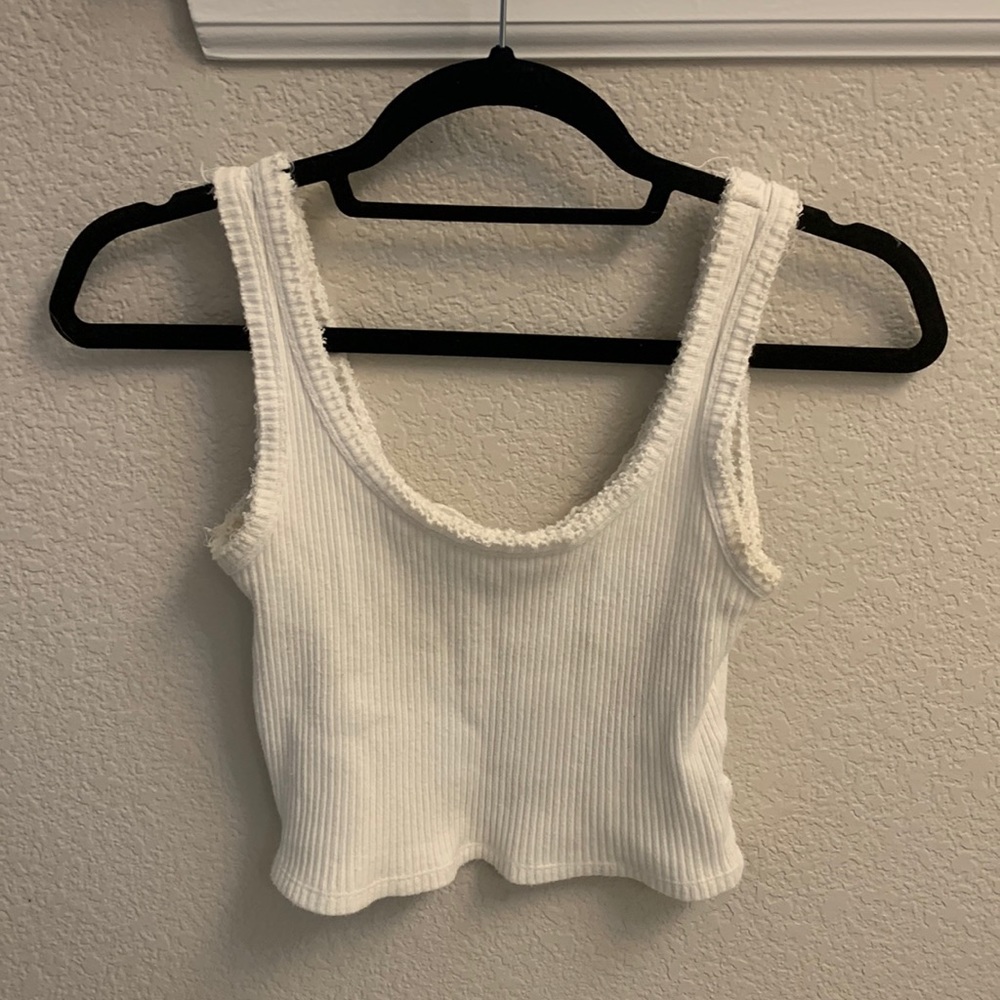 Urban outfitters ribbed distressed white tank
